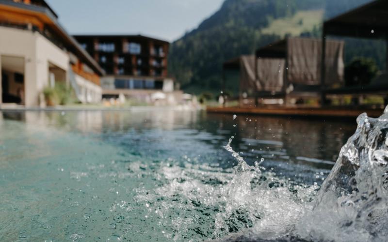 Detailsansicht des Teiches des Hotels Nesslerhof