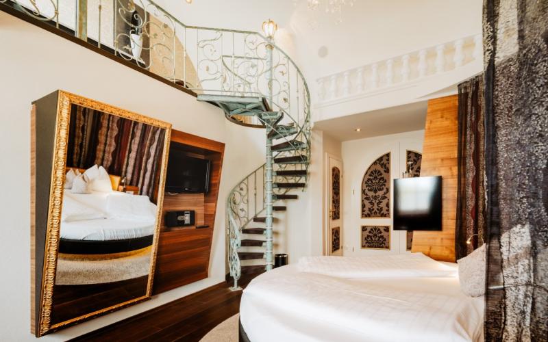 Beispiel eines Doppelzimmers mit Galerie im Hotel Bergergut